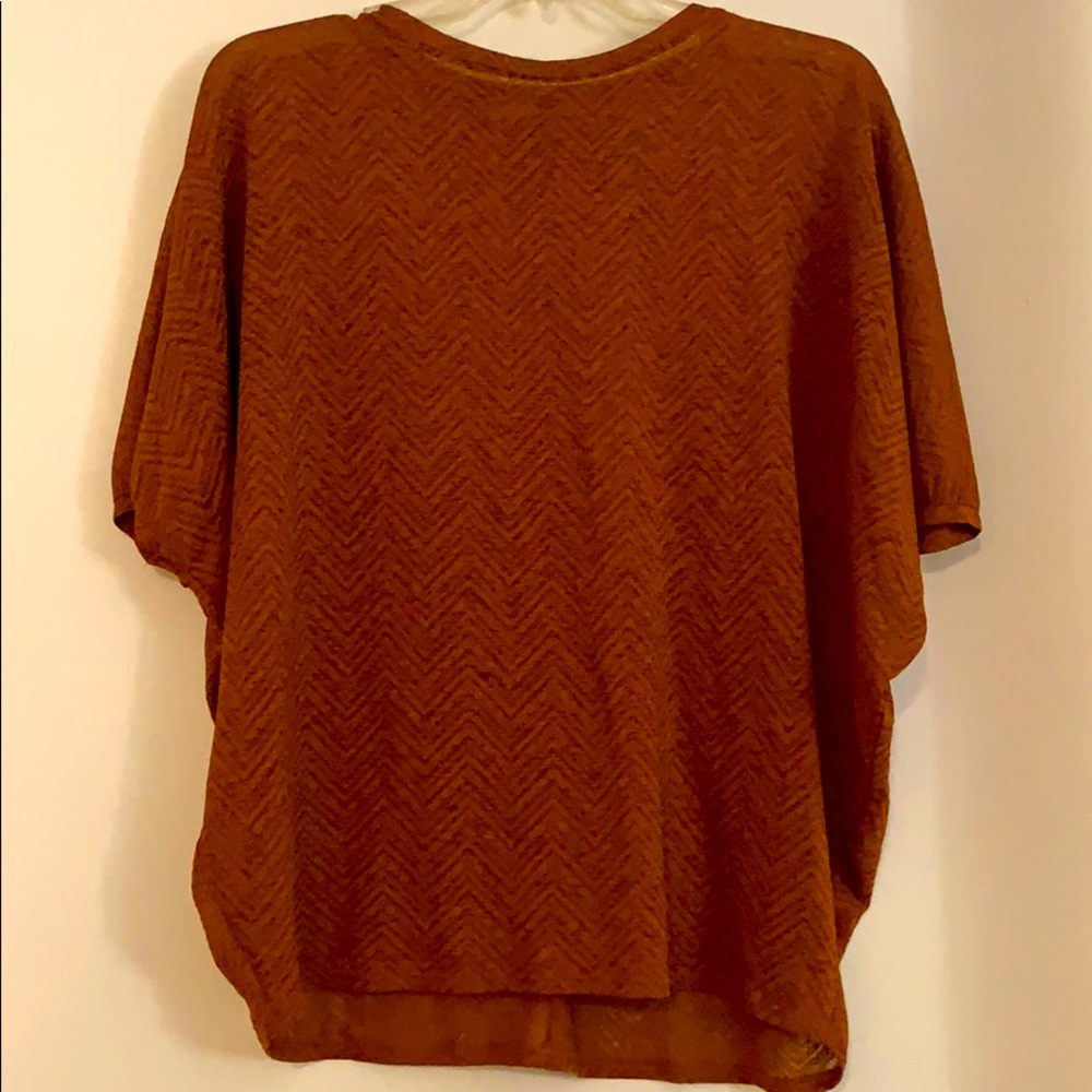 Burnt orange chevron slightly sheer blouse